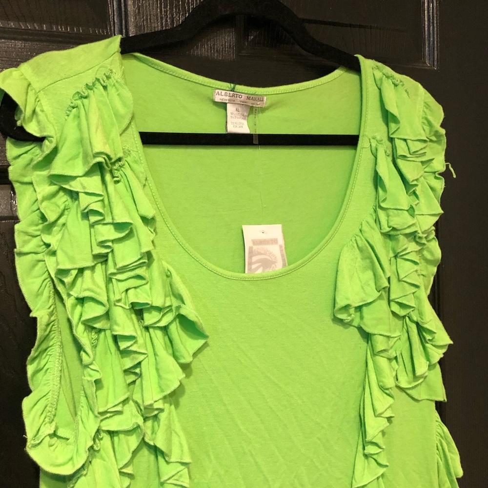 NWT Alberto Makali Lime Green Ruffle Sleeveless Tank - Picture 5 of 14